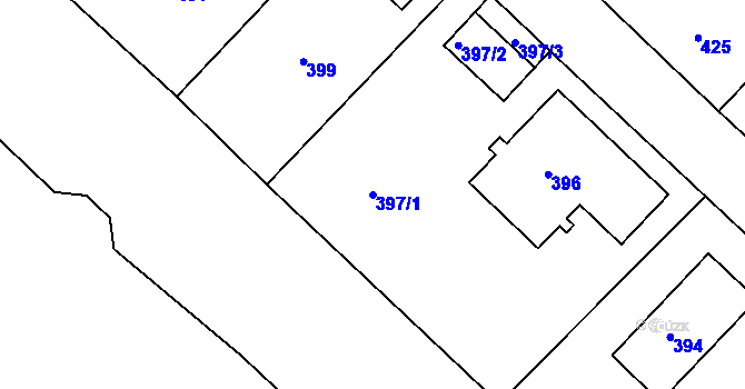 Parcela st. 397/1 v KÚ Svatava, Katastrální mapa