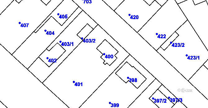 Parcela st. 400 v KÚ Svatava, Katastrální mapa