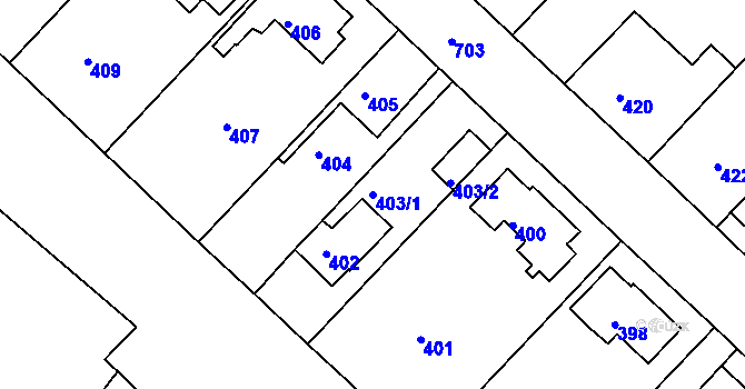 Parcela st. 403/1 v KÚ Svatava, Katastrální mapa