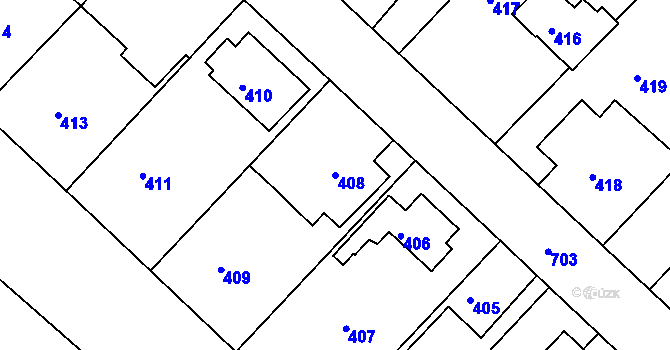 Parcela st. 408 v KÚ Svatava, Katastrální mapa
