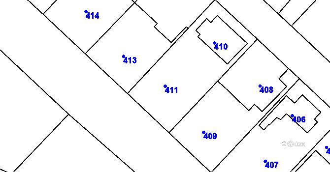 Parcela st. 411 v KÚ Svatava, Katastrální mapa