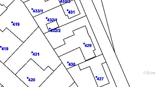Parcela st. 429 v KÚ Svatava, Katastrální mapa