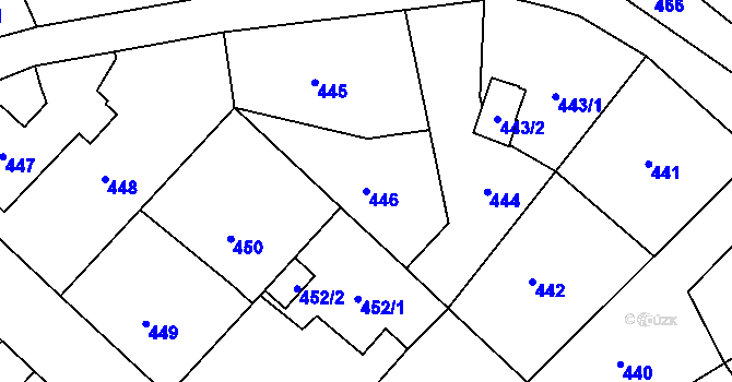 Parcela st. 446 v KÚ Svatava, Katastrální mapa