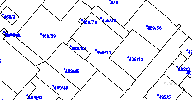Parcela st. 469/11 v KÚ Svatava, Katastrální mapa