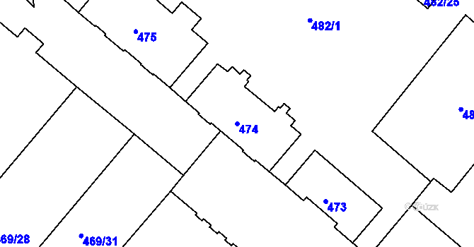 Parcela st. 474 v KÚ Svatava, Katastrální mapa