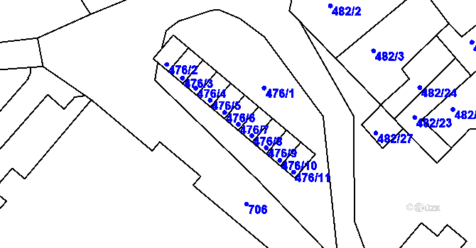Parcela st. 476/7 v KÚ Svatava, Katastrální mapa