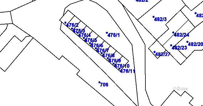 Parcela st. 476/8 v KÚ Svatava, Katastrální mapa