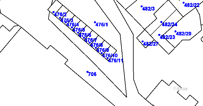 Parcela st. 476/10 v KÚ Svatava, Katastrální mapa