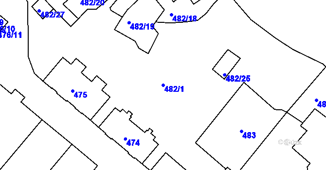 Parcela st. 482/1 v KÚ Svatava, Katastrální mapa