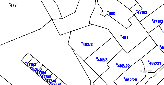 Parcela st. 482/2 v KÚ Svatava, Katastrální mapa