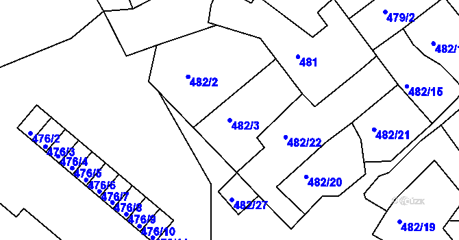 Parcela st. 482/3 v KÚ Svatava, Katastrální mapa