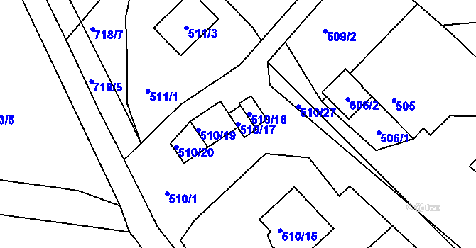 Parcela st. 510/17 v KÚ Svatava, Katastrální mapa