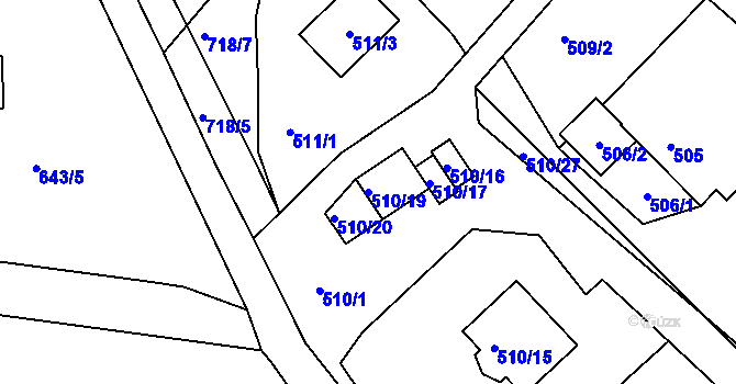Parcela st. 510/19 v KÚ Svatava, Katastrální mapa