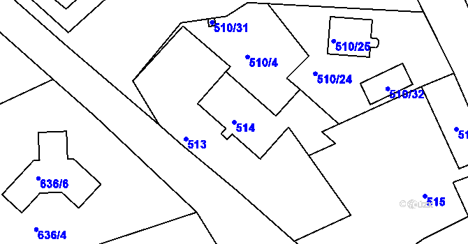 Parcela st. 514 v KÚ Svatava, Katastrální mapa