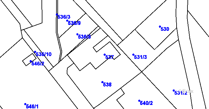 Parcela st. 537 v KÚ Svatava, Katastrální mapa