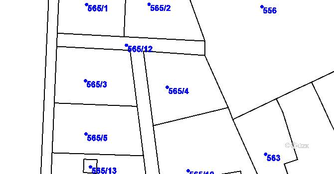 Parcela st. 565/4 v KÚ Svatava, Katastrální mapa