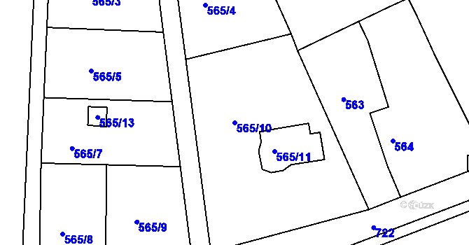 Parcela st. 565/10 v KÚ Svatava, Katastrální mapa