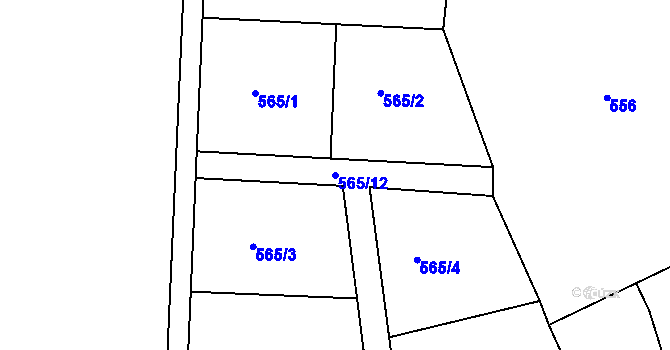Parcela st. 565/12 v KÚ Svatava, Katastrální mapa