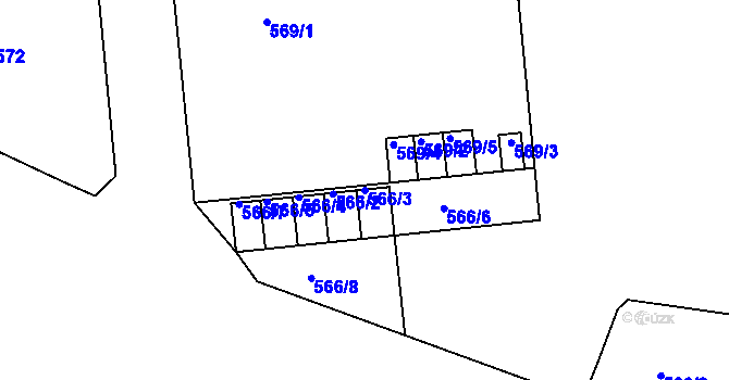 Parcela st. 566/3 v KÚ Svatava, Katastrální mapa