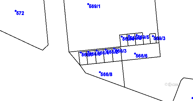 Parcela st. 566/4 v KÚ Svatava, Katastrální mapa