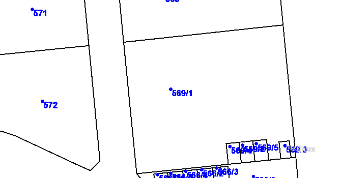 Parcela st. 569/1 v KÚ Svatava, Katastrální mapa