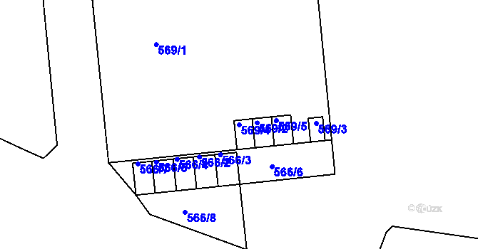 Parcela st. 569/4 v KÚ Svatava, Katastrální mapa