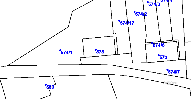 Parcela st. 575 v KÚ Svatava, Katastrální mapa
