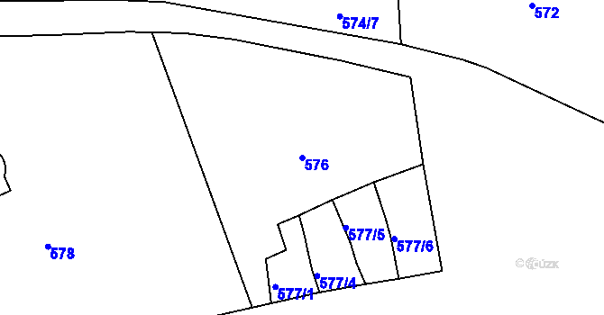 Parcela st. 576 v KÚ Svatava, Katastrální mapa