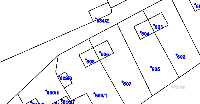 Parcela st. 606 v KÚ Svatava, Katastrální mapa