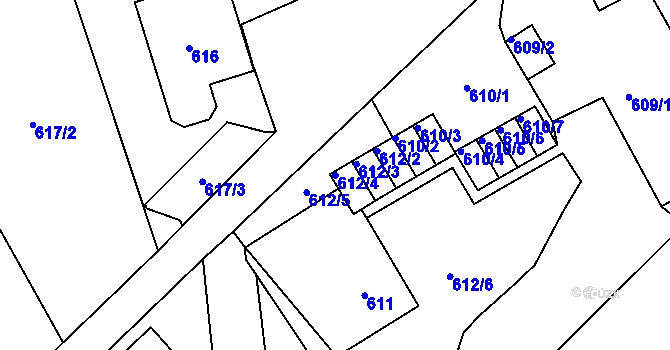 Parcela st. 612/4 v KÚ Svatava, Katastrální mapa