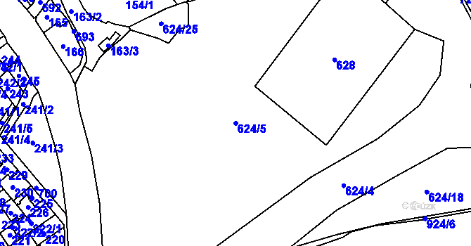 Parcela st. 624/5 v KÚ Svatava, Katastrální mapa