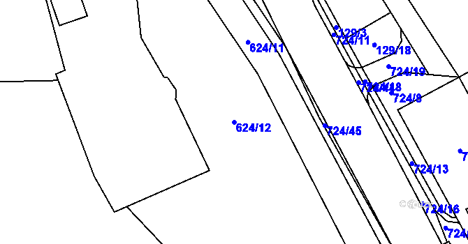 Parcela st. 624/12 v KÚ Svatava, Katastrální mapa