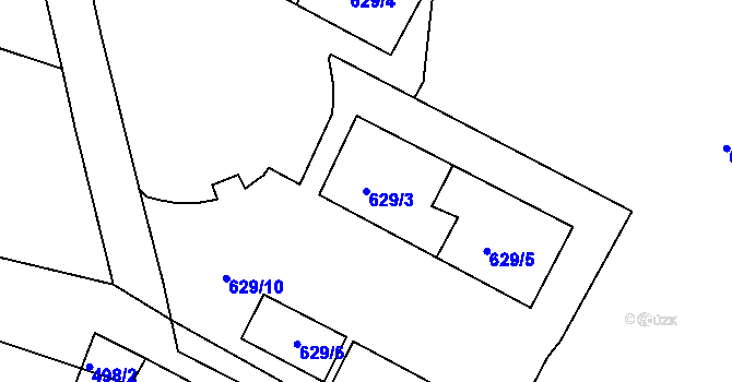Parcela st. 629/3 v KÚ Svatava, Katastrální mapa