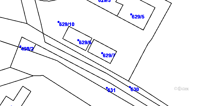 Parcela st. 629/7 v KÚ Svatava, Katastrální mapa