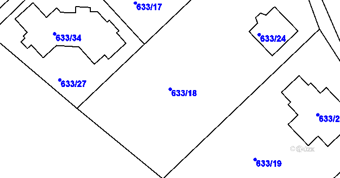 Parcela st. 633/18 v KÚ Svatava, Katastrální mapa