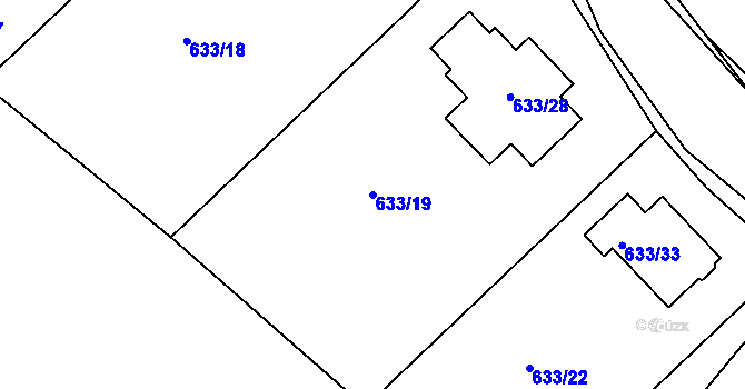 Parcela st. 633/19 v KÚ Svatava, Katastrální mapa