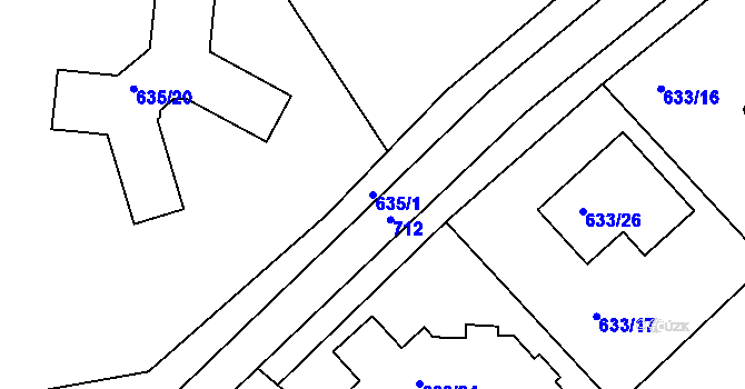 Parcela st. 635/1 v KÚ Svatava, Katastrální mapa
