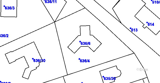 Parcela st. 636/6 v KÚ Svatava, Katastrální mapa