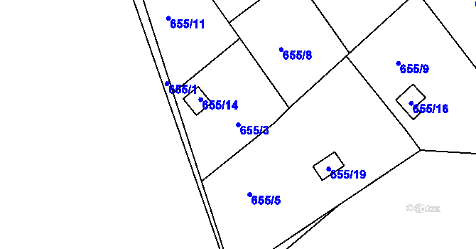 Parcela st. 655/3 v KÚ Svatava, Katastrální mapa