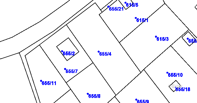 Parcela st. 655/4 v KÚ Svatava, Katastrální mapa