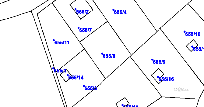 Parcela st. 655/8 v KÚ Svatava, Katastrální mapa