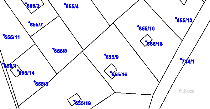 Parcela st. 655/9 v KÚ Svatava, Katastrální mapa