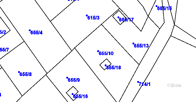 Parcela st. 655/10 v KÚ Svatava, Katastrální mapa