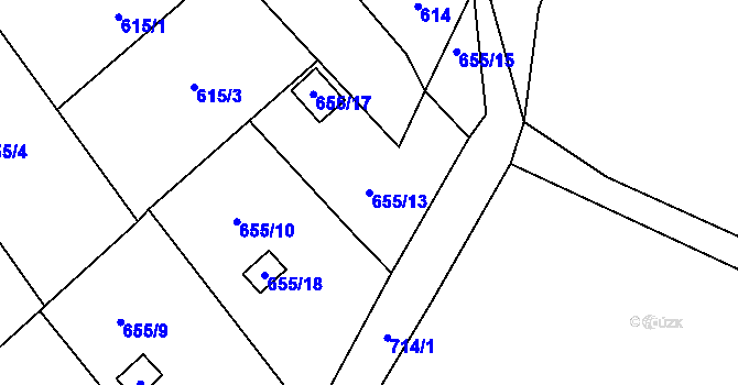 Parcela st. 655/13 v KÚ Svatava, Katastrální mapa