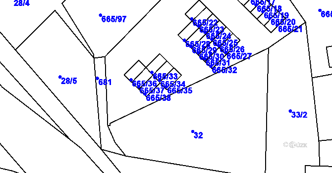 Parcela st. 665/35 v KÚ Svatava, Katastrální mapa