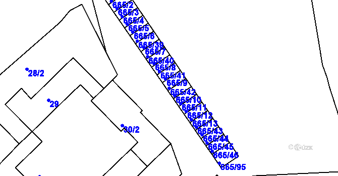 Parcela st. 665/42 v KÚ Svatava, Katastrální mapa