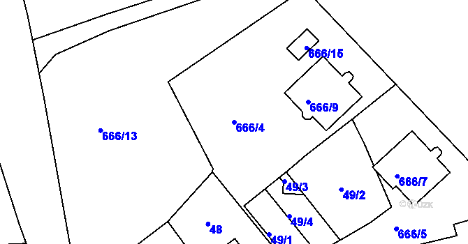Parcela st. 666/4 v KÚ Svatava, Katastrální mapa