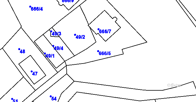 Parcela st. 666/5 v KÚ Svatava, Katastrální mapa
