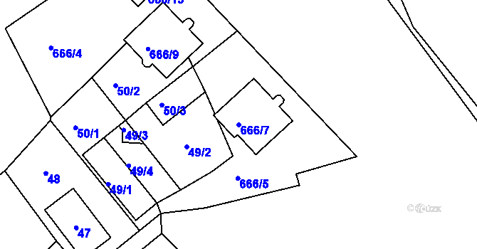 Parcela st. 666/7 v KÚ Svatava, Katastrální mapa