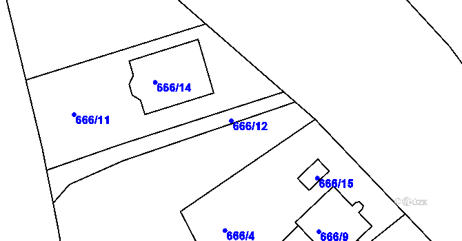 Parcela st. 666/12 v KÚ Svatava, Katastrální mapa